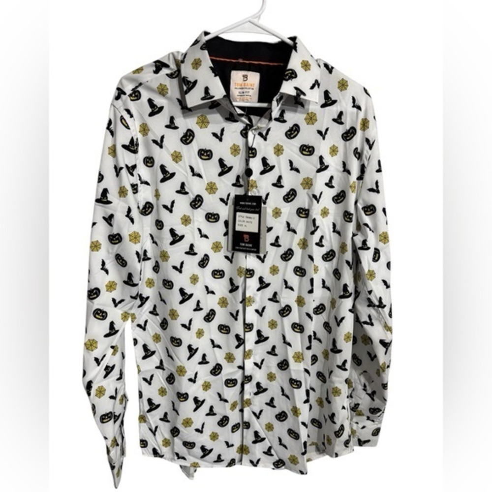 NWT Men's Tom Baine Halloween Collection Performance Shirt Long Sleeve White XL